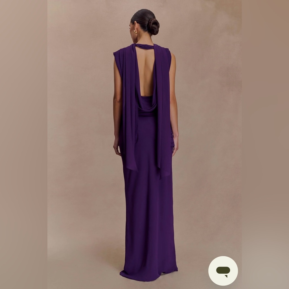 Meshki Purple Chiffon Draped Maxi Dress - Picture 3 of 7